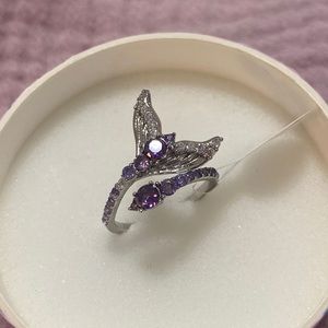 Bomb Party Atlantis Collection Ring, Whale Tail, Purple Stones, size 7